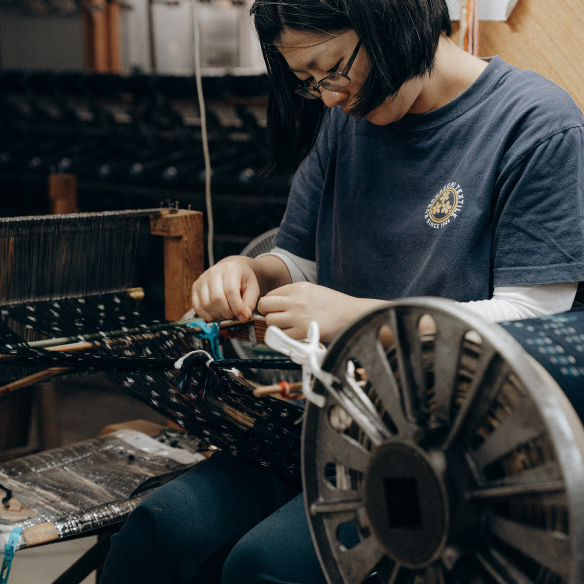 Täschchen S Karo Marine/Weiß