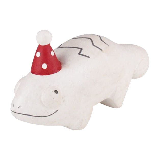 Figurine en bois - Caméléon avec chapeau de fête - FIGURINES EN BOIS