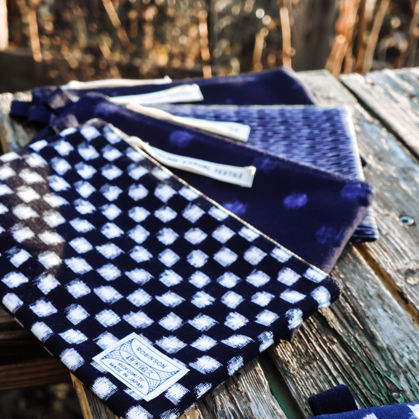 Beutel M Karo Marine/Weiß