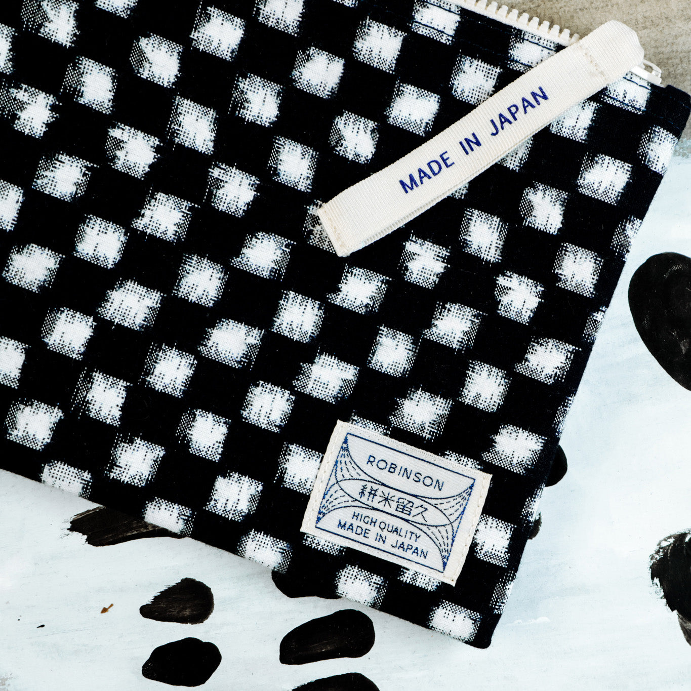 Beutel M Karo Marine/Weiß