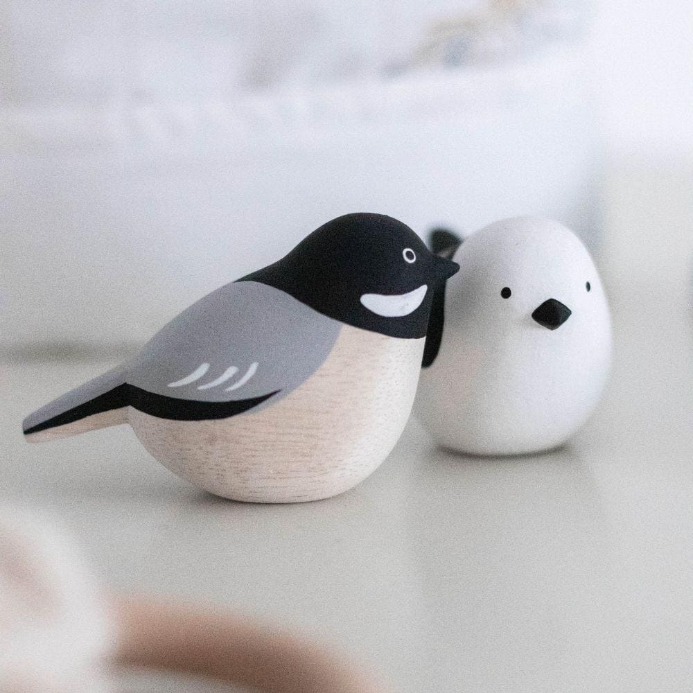 Figurine en bois  - Mésange à tête noire