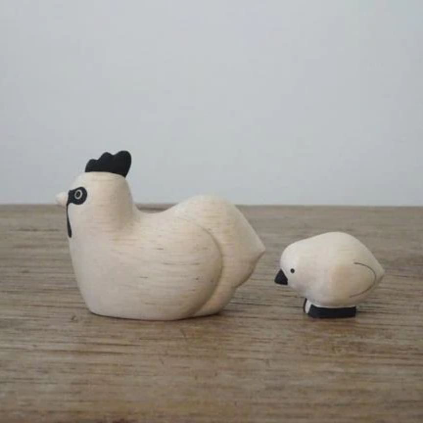 Figurine en bois Oyako - Poule/Poulet - Wodden Animal