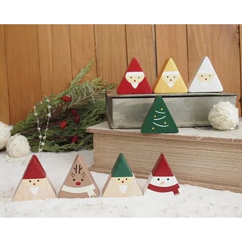 Figurine en Bois triangulaire - Bonhomme de Neige - FIGURINES EN BOIS