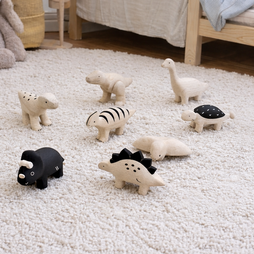 Holzfigur – Dinosaurier – Polepole (Set mit 9 Teilen)